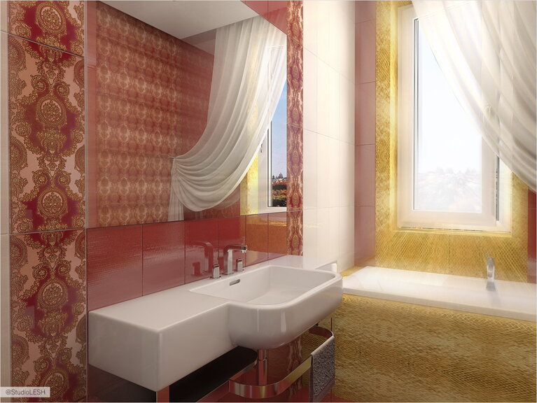 Большая раковина, дизайн интерьера