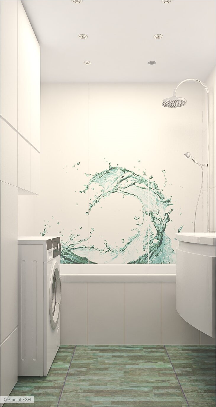 Дизайн проект белой ванной комнаты