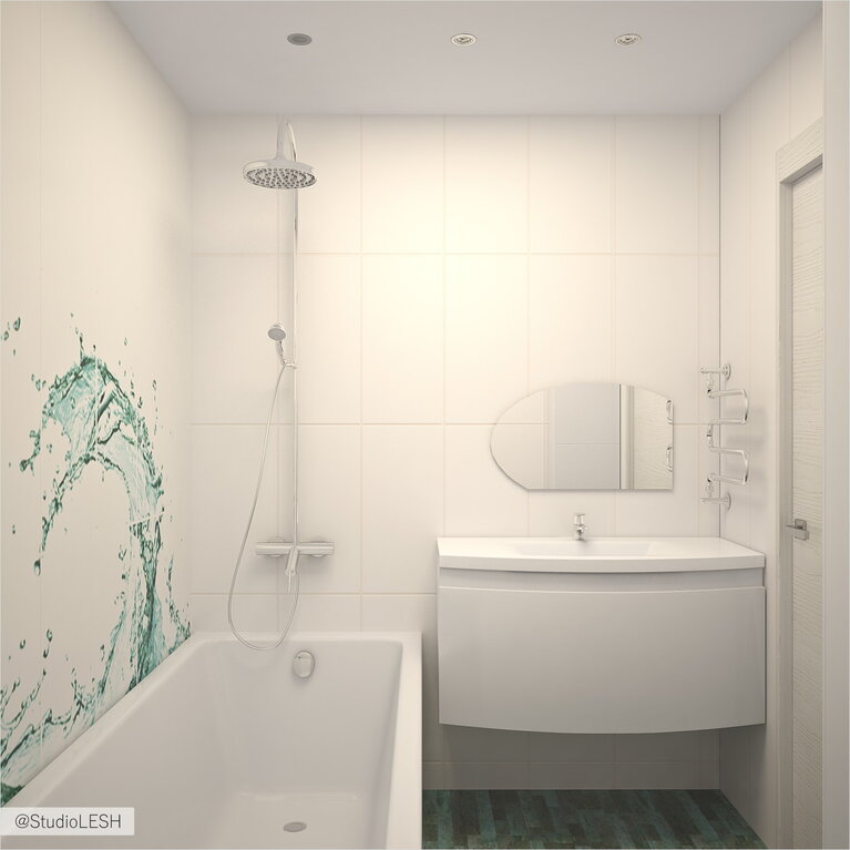 Дизайн интерьера белой ванной комнаты