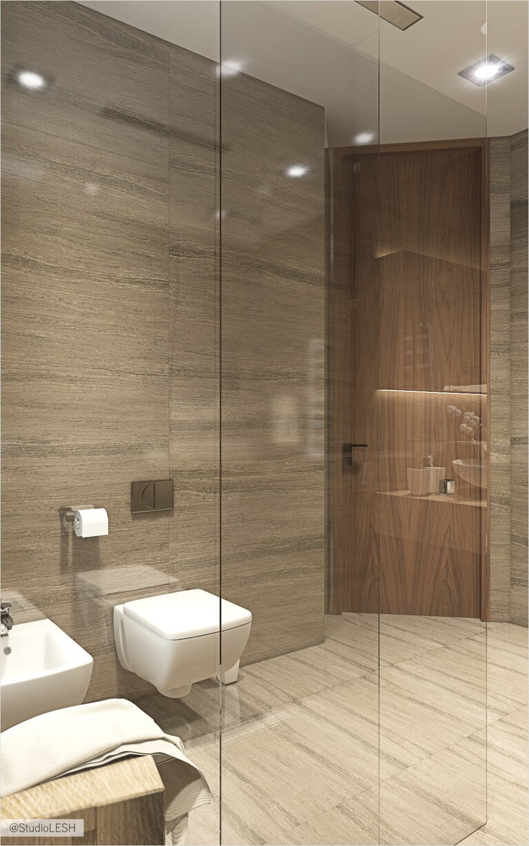 Дизайн интерьера, санузел, унитаз, стекла