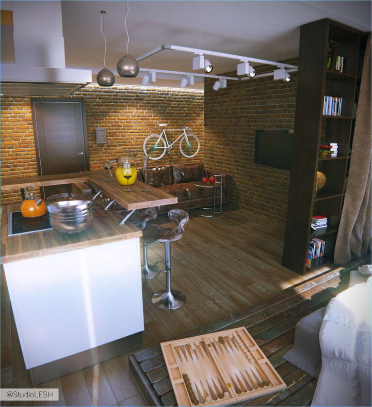 Дизайн интерьера квартиры студии