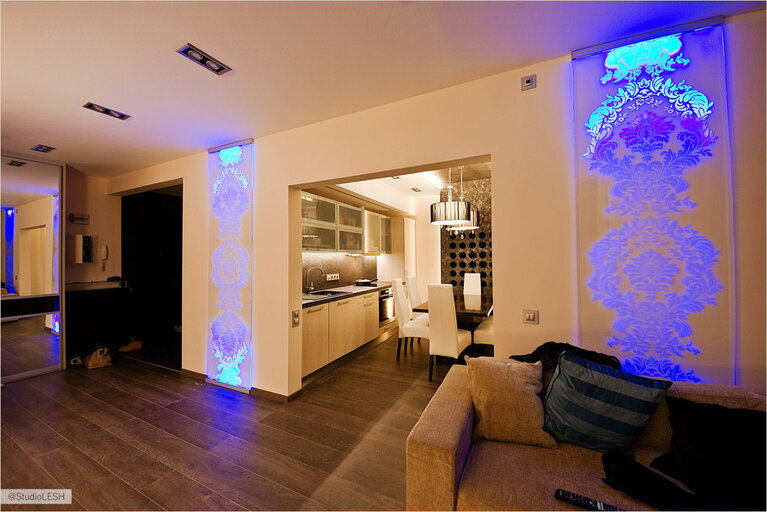 Дизайн интерьера - проем между кухней и гостиной