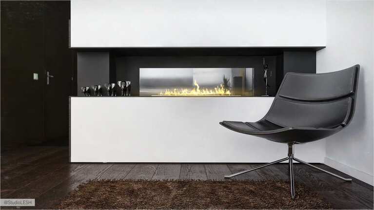 Био камин - интерьер гостиной