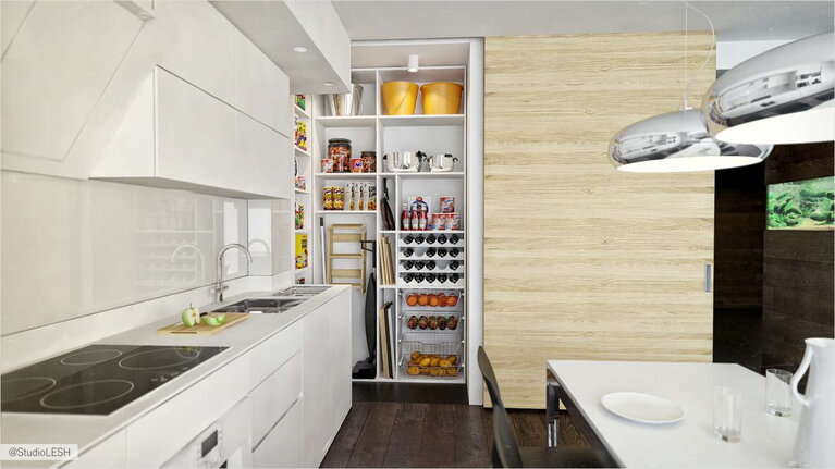 Встроенный винный шкаф - дизайн интерьера 