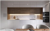 Smoth facades of the kitchen in minimalistic style