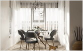 Dining room in bay window with plenty of natural light